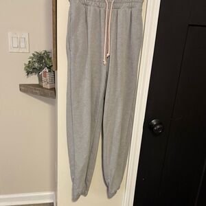 Gray Joggers with Pink Drawstring